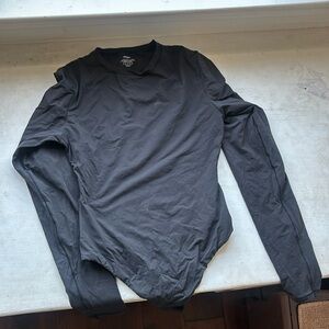 Skims black long sleeve bodysuit